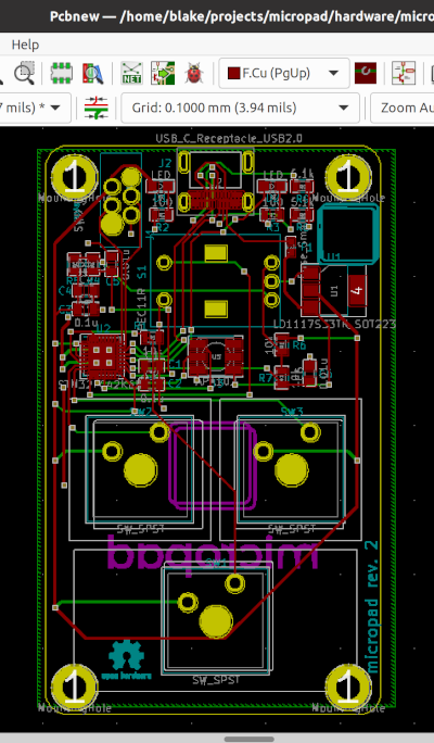 KiCAD PCB Screenshot